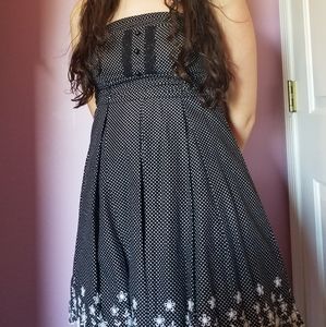 Black and White Strapless Polkadot Dress